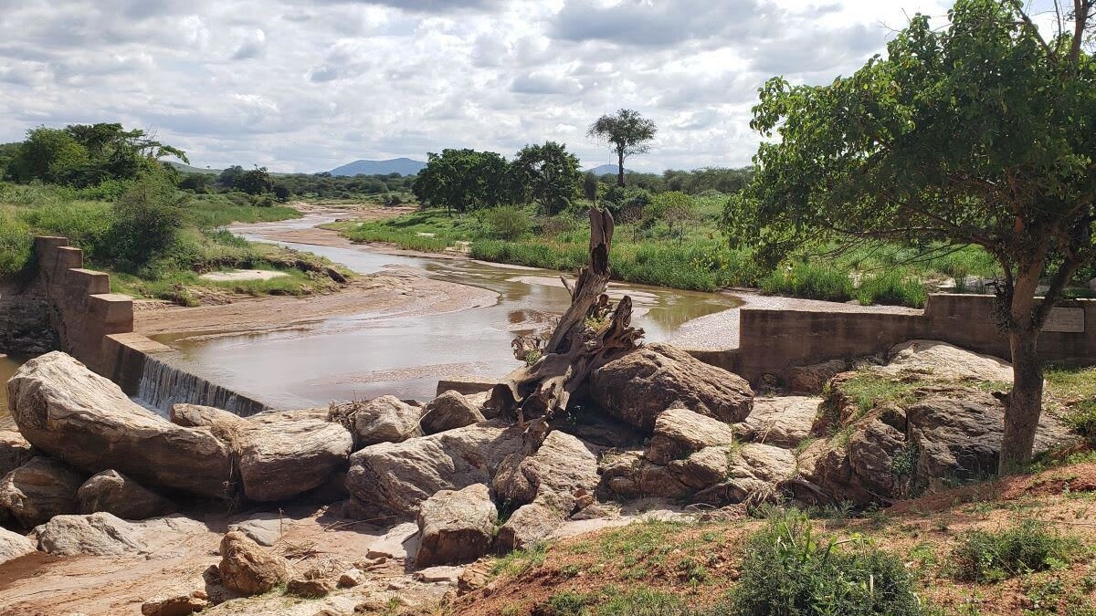 sand dam with river in background
