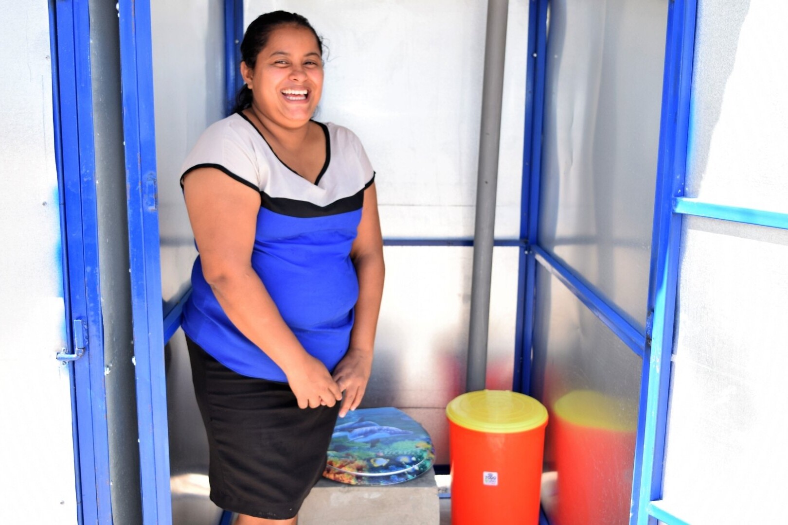 woman with latrine