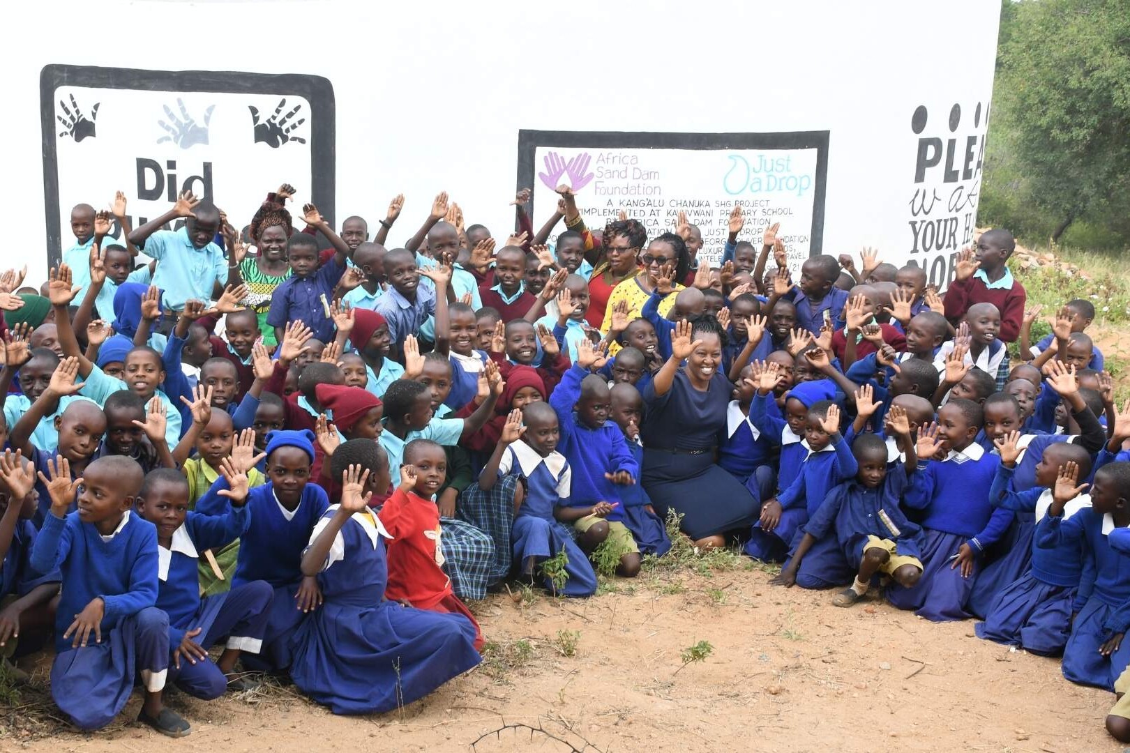 students with water tank