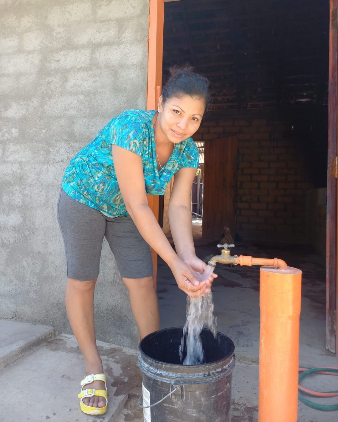 woman with tap stand