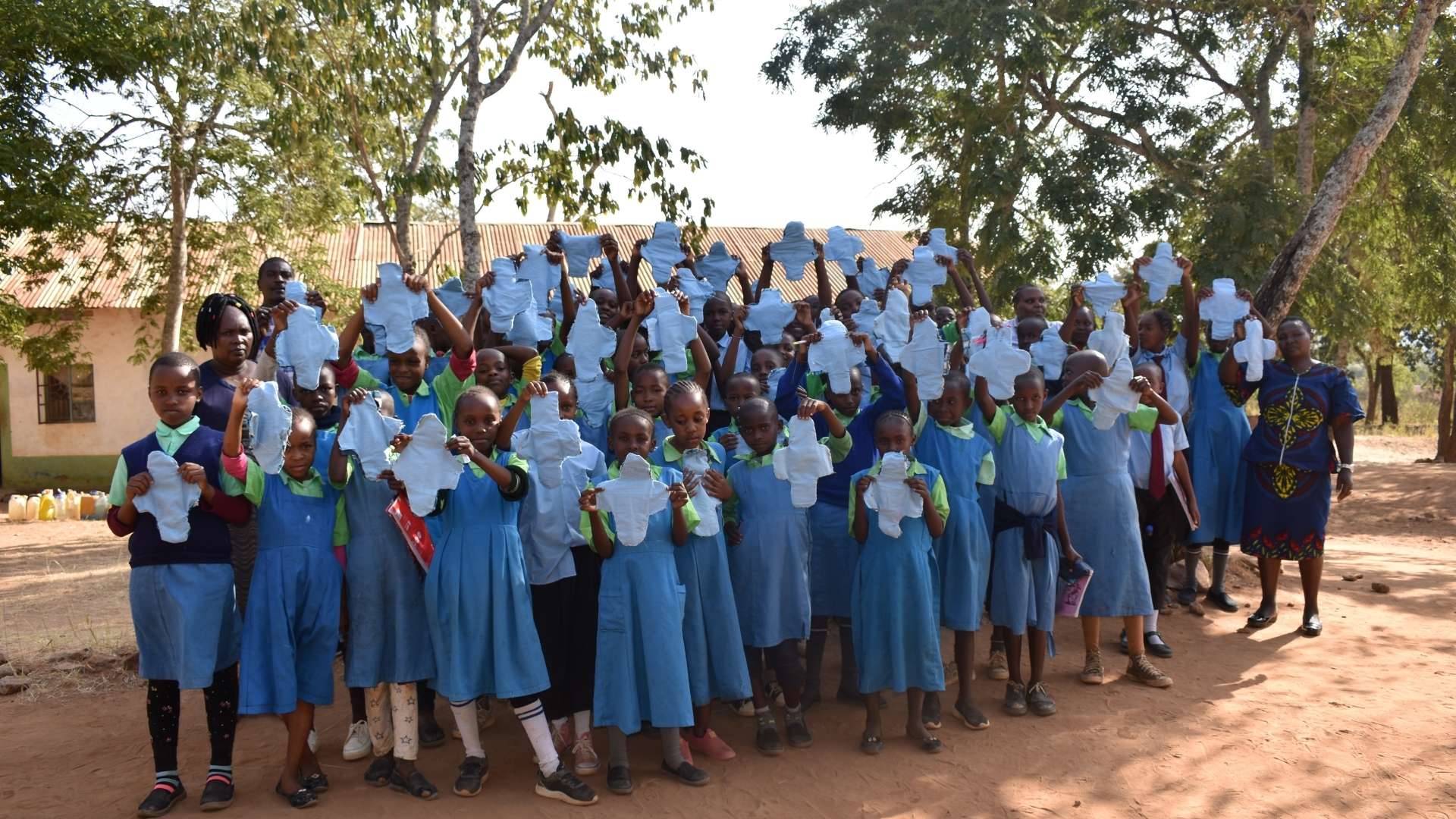 school students with reusable sanitary pads